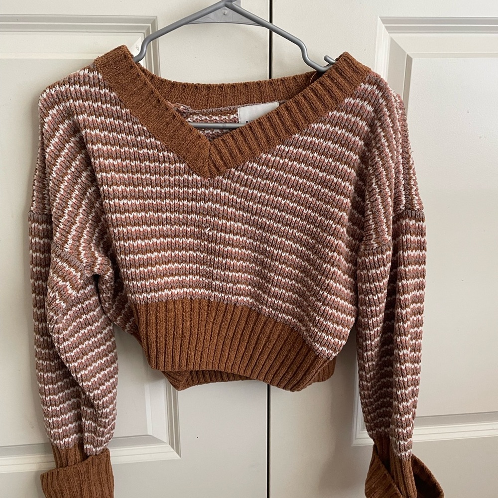 Brown and White Women's Sweater